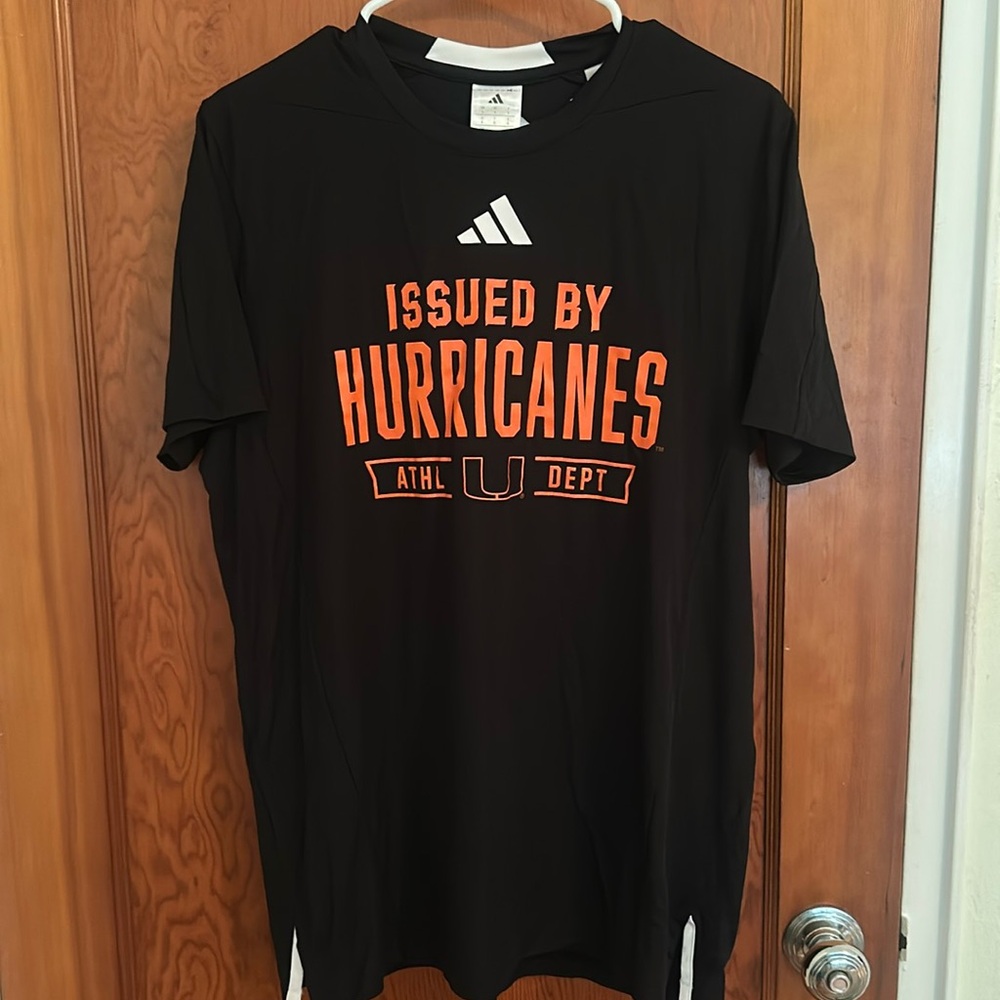 New with tags, Adidas, Miami, hurricanes T-shirt, size large